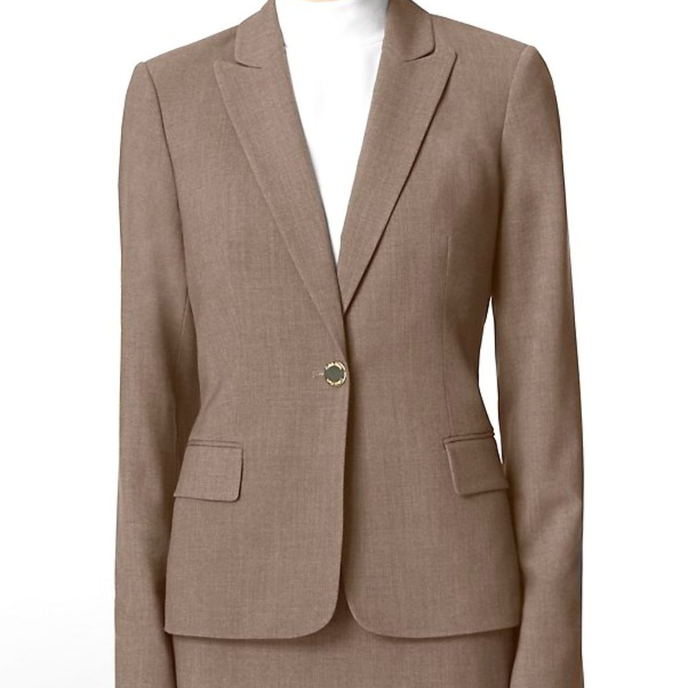 Calvin Klein One-Button Blazer Heather Taupe